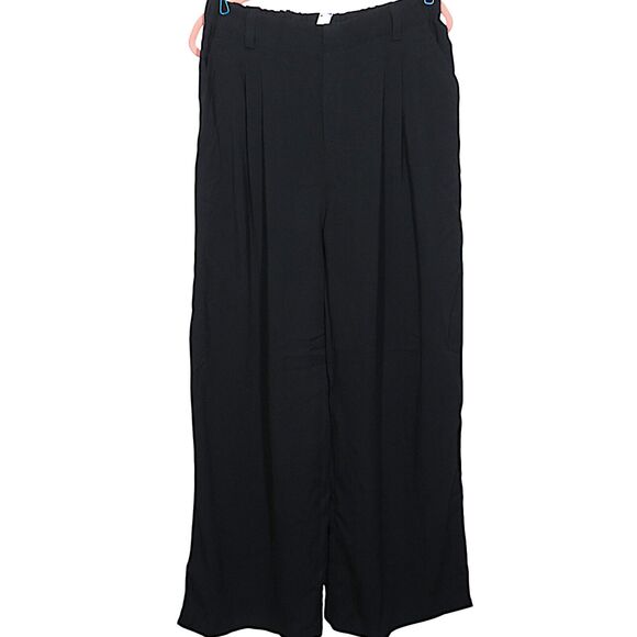 Halara Black Linen Look High Waist Wide Leg Pull On Pants With Pockets Large P - Picture 5 of 7